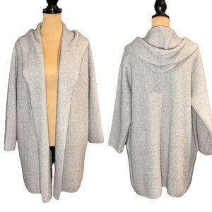 Auth JIYUKU Cardigan Duster Sz.M Beige Hooded Minimalist Cozy Capsule Wardrobe